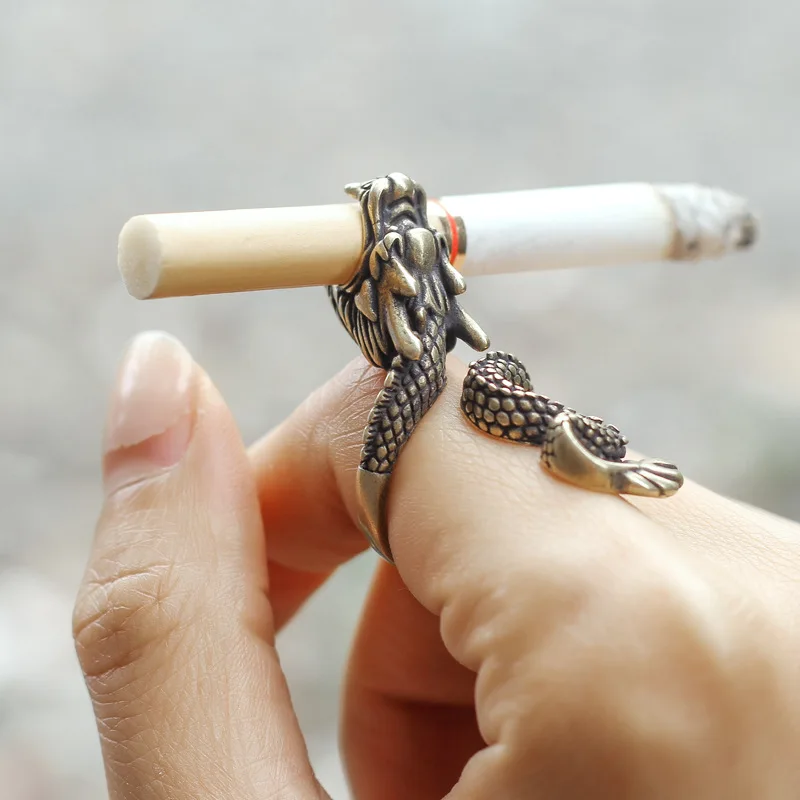 Vape Ring - Retro Dragon ผู้ถือบุหรี่แหวน Rack คลิปนิ้วมือ Bronze