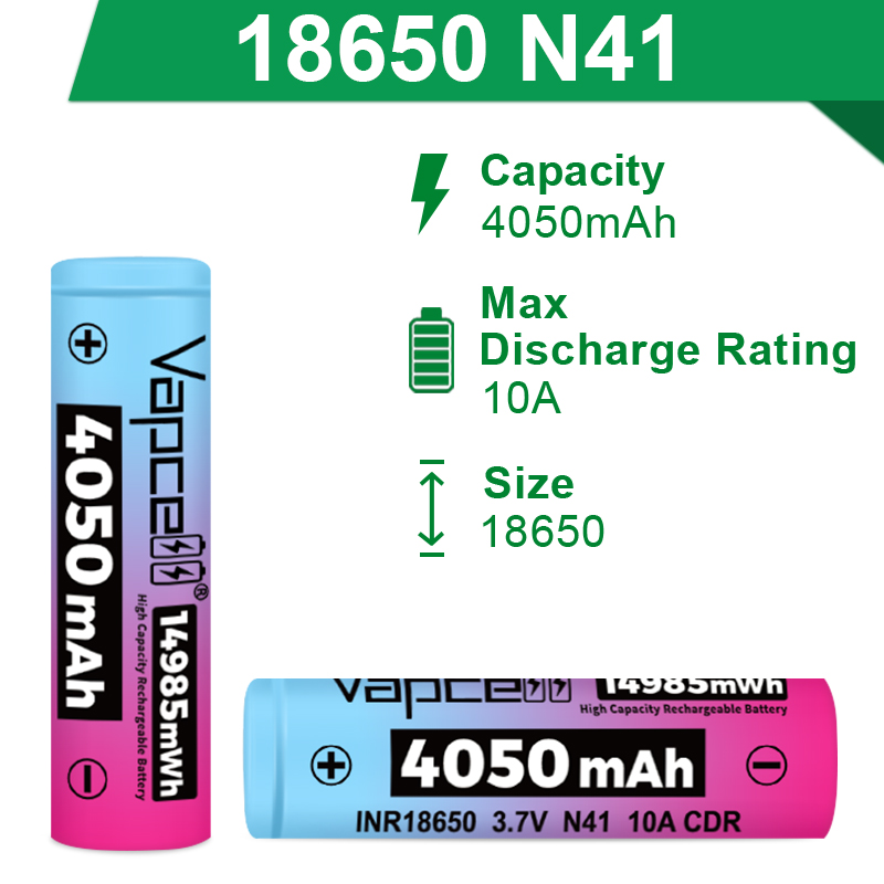 แบตเตอรี่ Vapcell N41 INR18650 - Vape Battery 18650 บทวิจารณ์และราคา